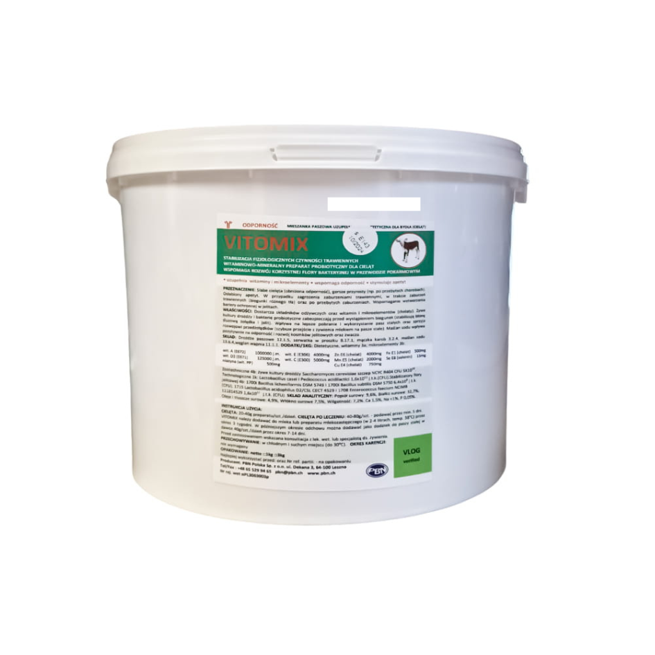 VITOMIX – witaminy dla cieląt z probiotykiem – wsparcie odporności i jelit, 1kg, 3kg, PBN - obrazek 4