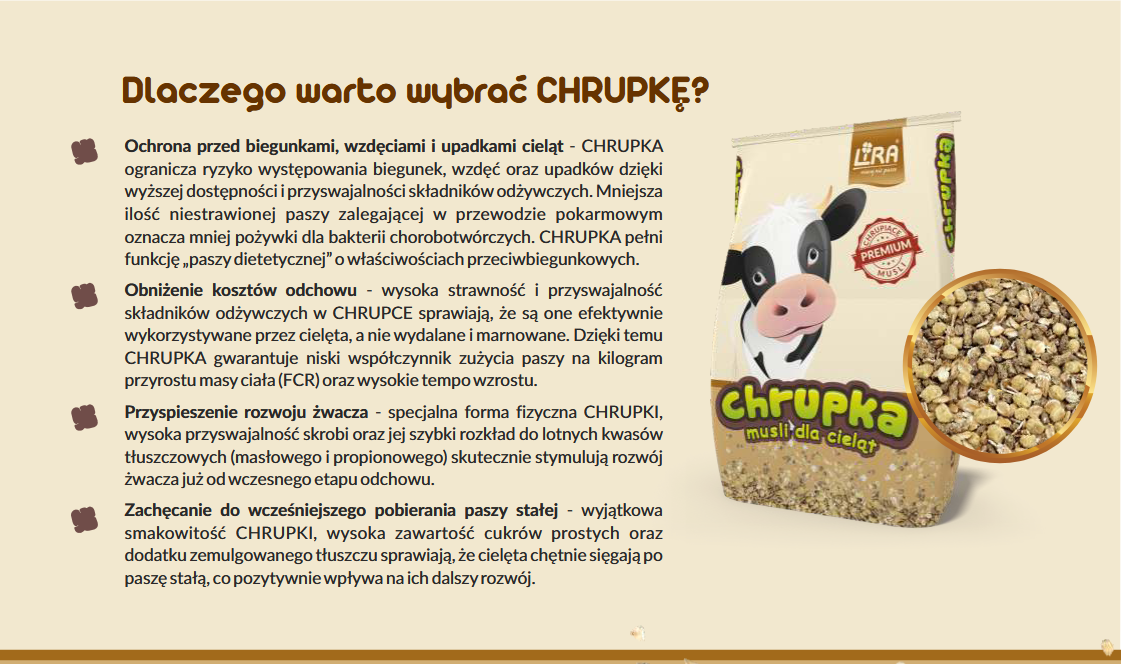 MPU CHRUPKA -musli dla cieląt Maluch - 20 KG. Starter pierwsza pasza. LIRA - obrazek 2
