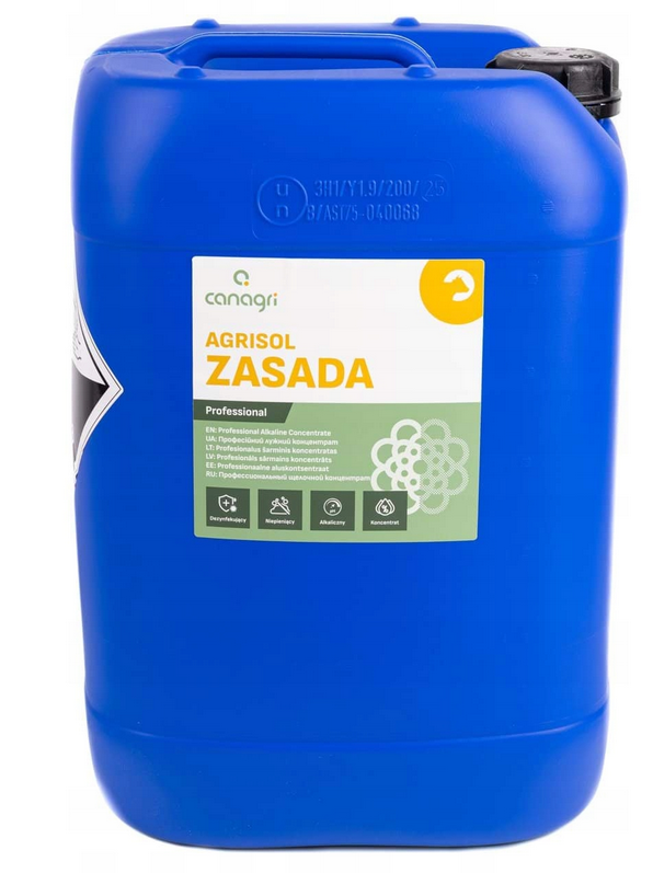 Płyn myjąco-dezynfekujący do dojarek. Agrisol Zasada 24kg
