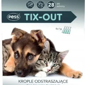Krople odstraszające pchły/kleszcze dla małych psów i kotów.Pess Trix-Out