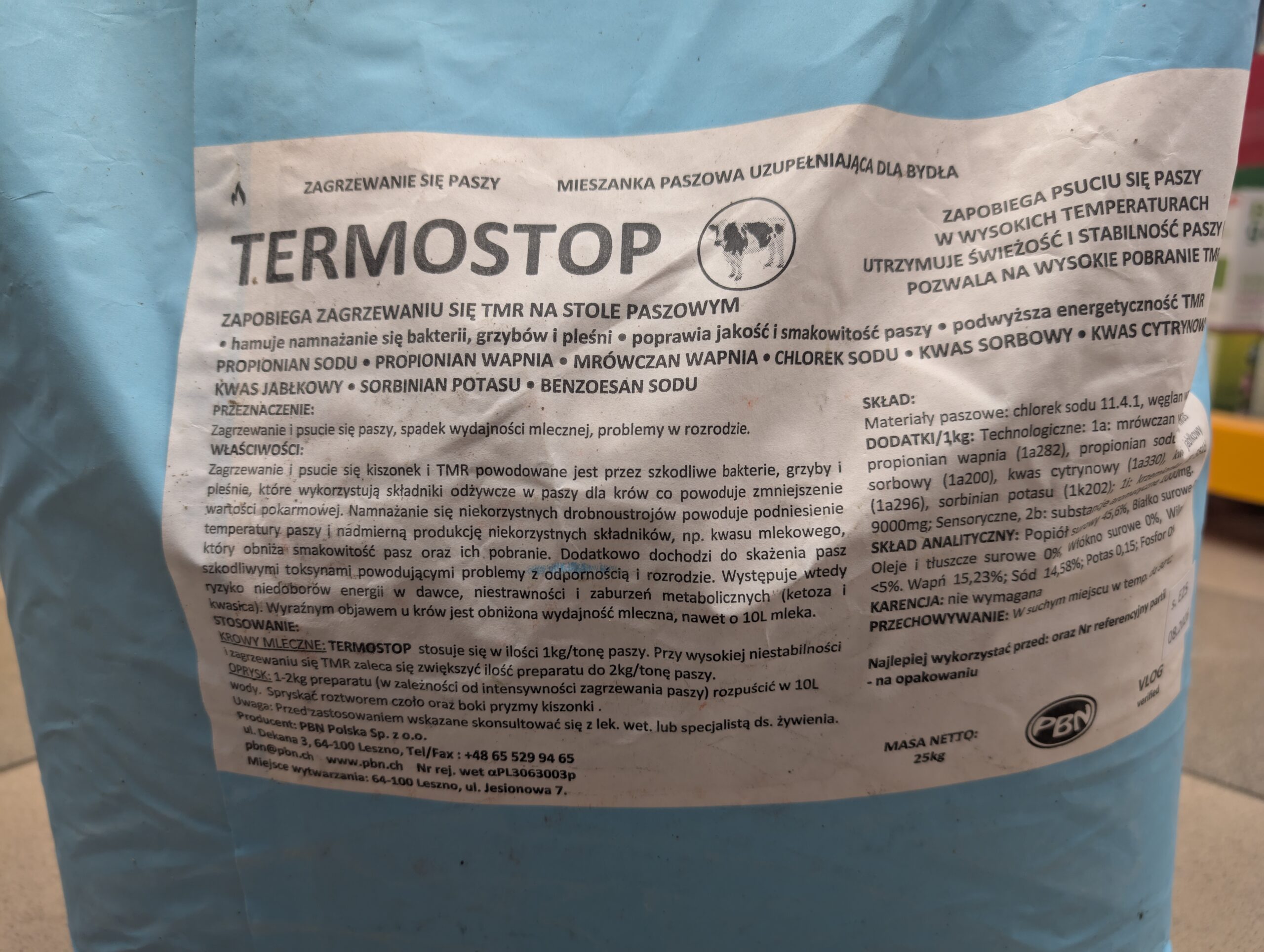 Preparat przeciw zagrzewaniu się kiszonek i TMR - Termostop, worek 25kg PBN - obrazek 5