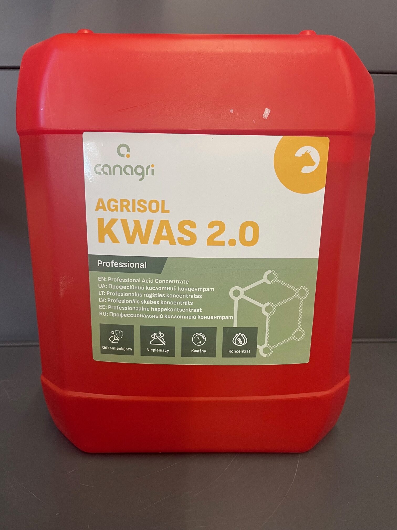 Kwas do mycia dojarek. Kwaśny środek myjący. Agrisol Kwas 10 kg - obrazek 3