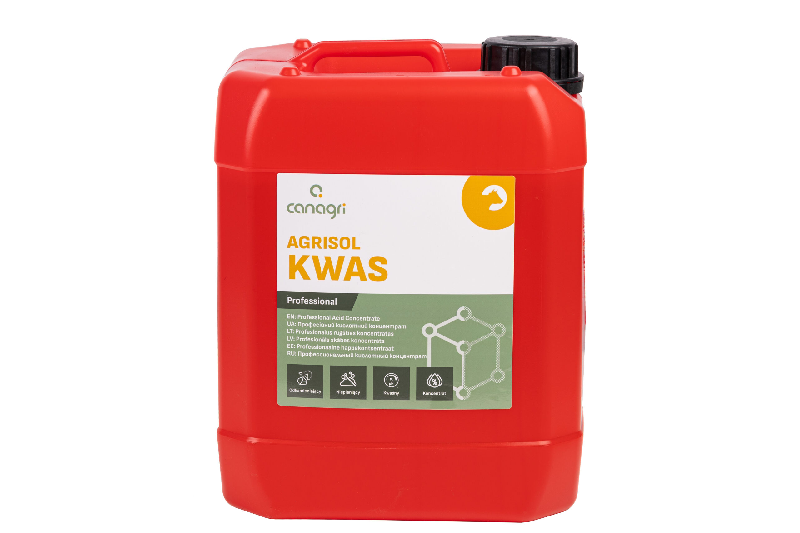 Kwas do mycia dojarek. Kwaśny środek myjący. Agrisol Kwas 10 kg