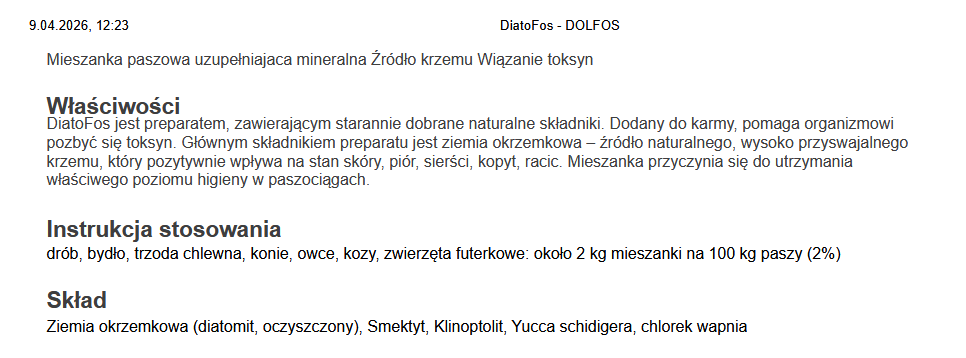 DiatoFos 1 kg - ziemia okrzemkowa DOLFOS /Dolmix - obrazek 4