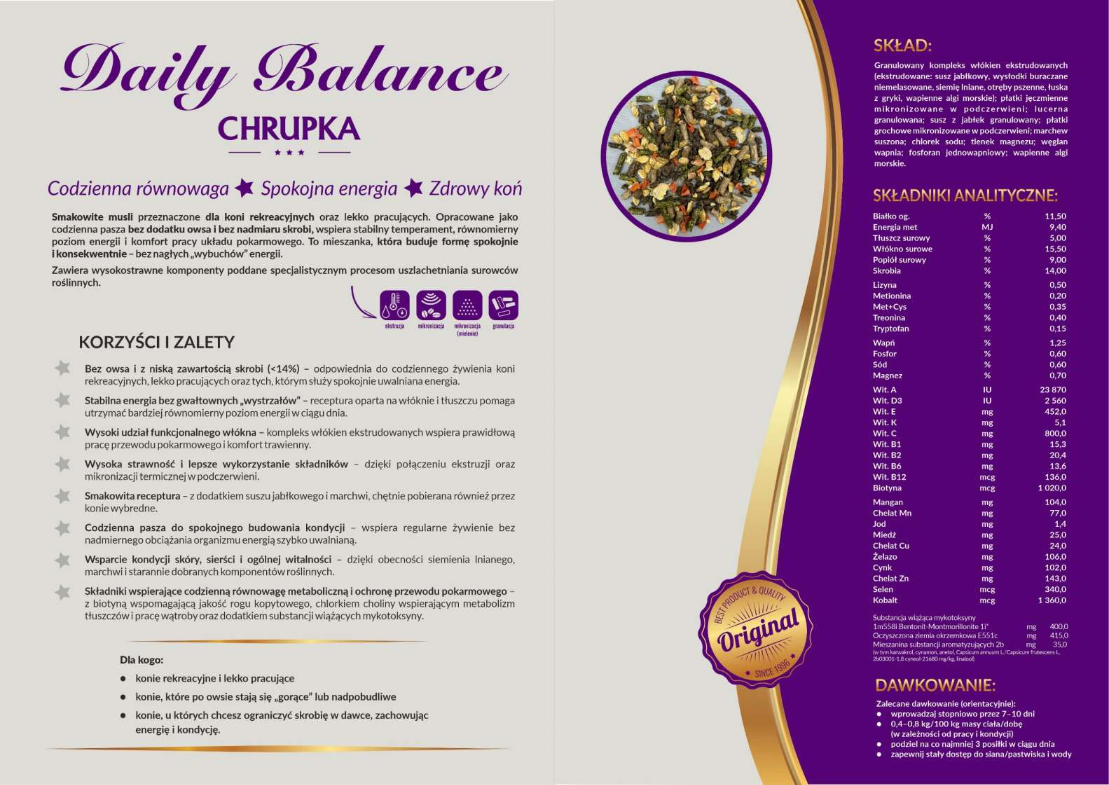 DAILY BALANCE musli dla koni rekreacyjnych - 20KG (NOWOŚĆ) LIRA - obrazek 2