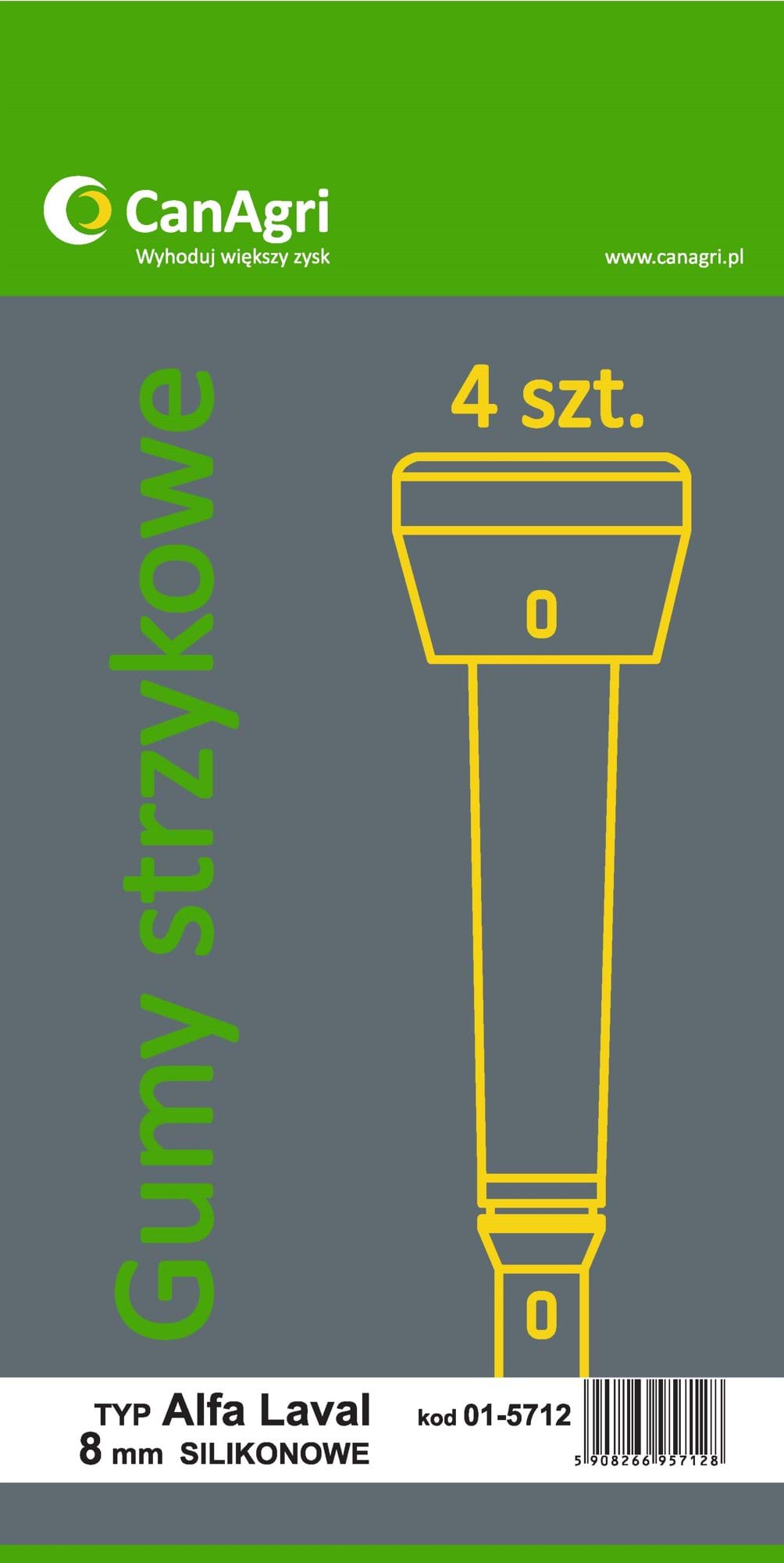 Gumy strzykowe Ø8mm silikonowe (Alfa Laval) - obrazek 4